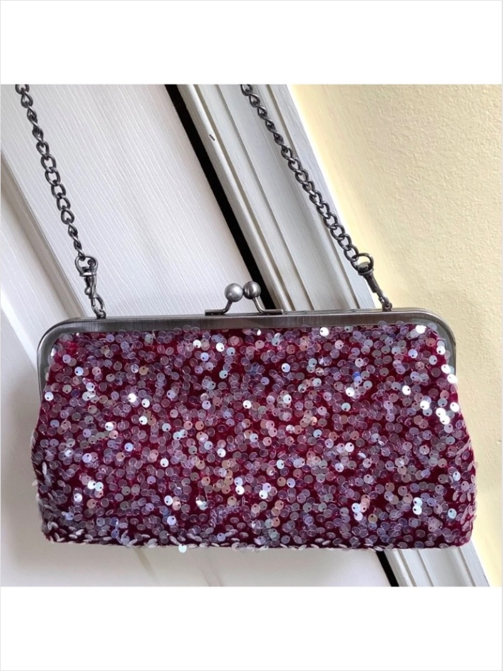 Patricia Nash Potenaz Frame Bag Payettes Burgundy
